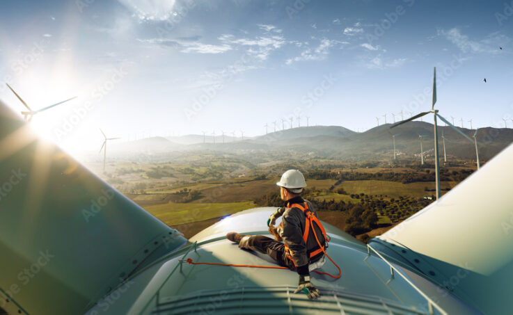 Wind Turbines in front of blue sky