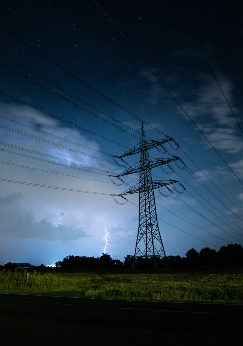 Powerlines at night